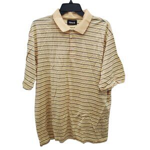 Ashworth Men's Vintage Yellow Navy Blue Short Sleeve Supima Cotton‎ Golf Polo L